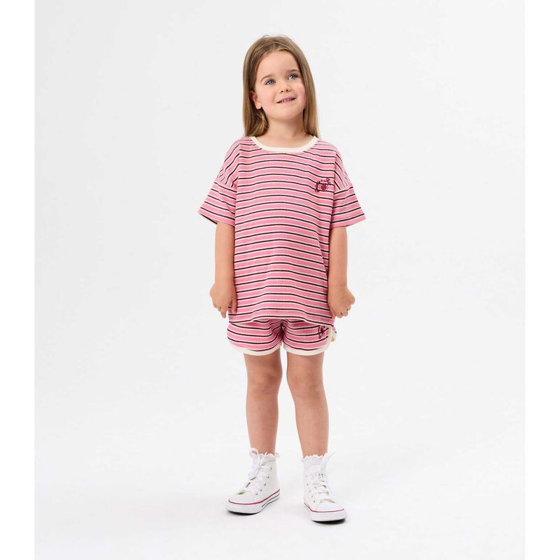 Goldie + Ace Waffle Stripe T-Shirt Pink 3-5Y image number 1